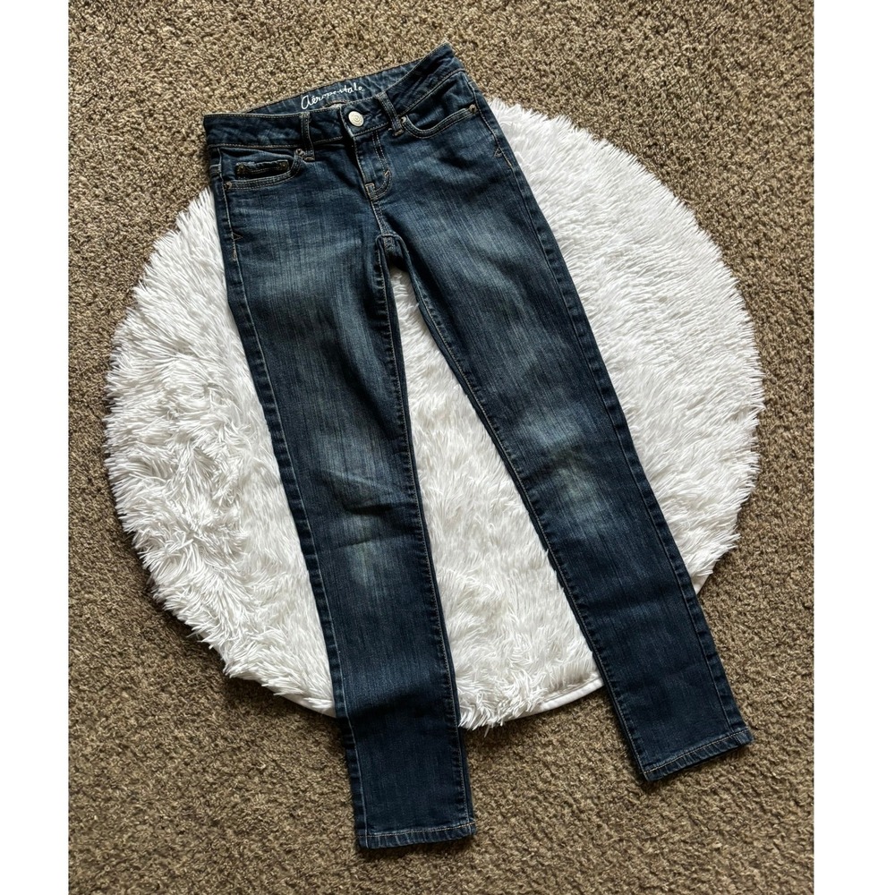 Aeropostale Bayla Skinny Jeans Womens‎ 000 Reg Dark Wash Denim Low Rise Stretch